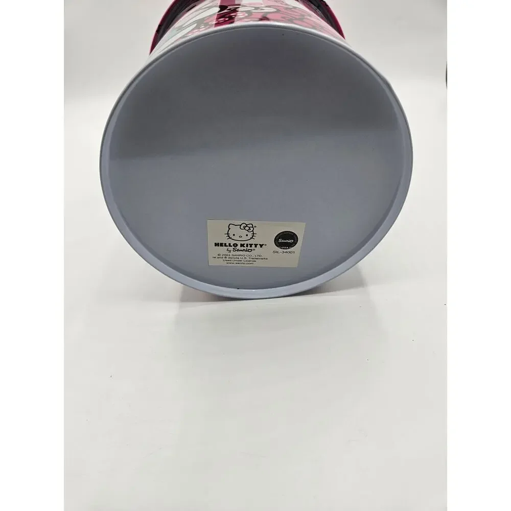 Hello Kitty Sanrio Tin Kitchen Canister Round Cookie Jar Pink‎ White NWT